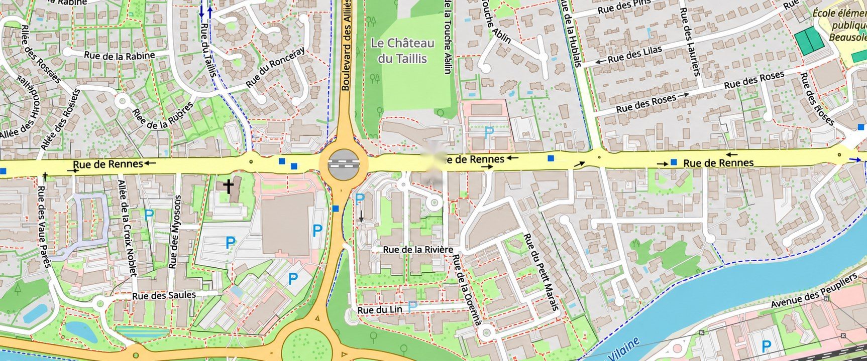 Plan du secteur du cabinet, 49A rue de Rennes à Cesson-Sévigné